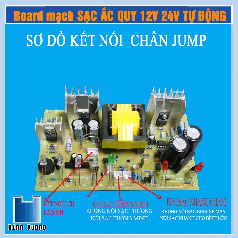 Mạch Sạc Acquy 12V 24V 10A 8A  tự động ngắt khi đầy có báo dung lượng mới