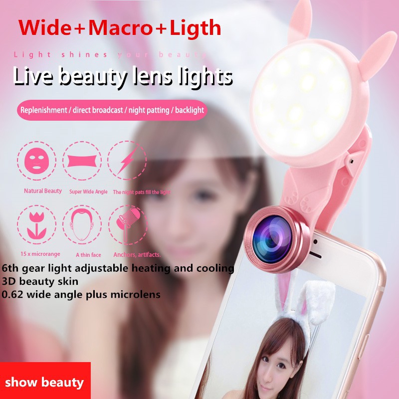 ZZMA Clip Selfie Light LED Selfie Flash Light Vẻ đẹp ống kính macro góc rộng