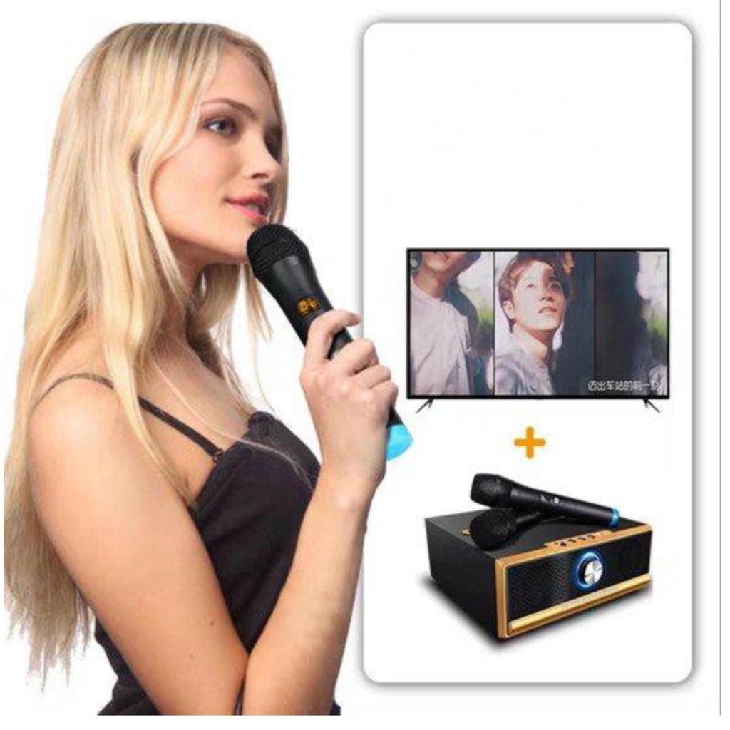 Bộ hát Karaoke 2 mic cao cấp UHF Wireless Microphone 2000mAh