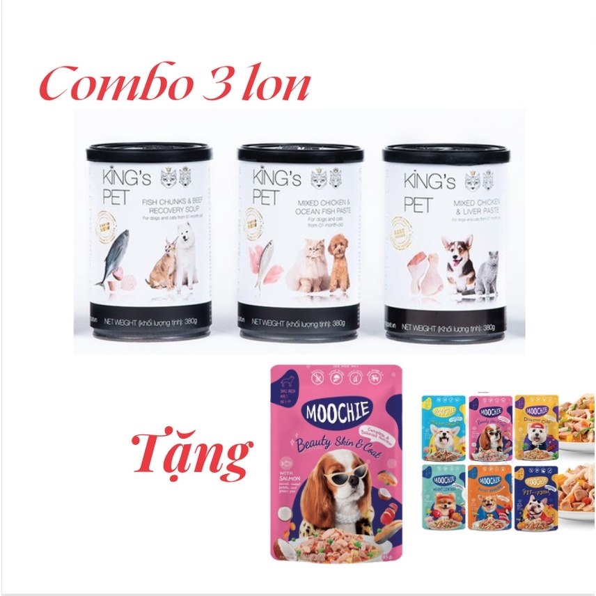 [Có quà tặng] - Combo 3 lon pate King's Pet cho chó - 380gr