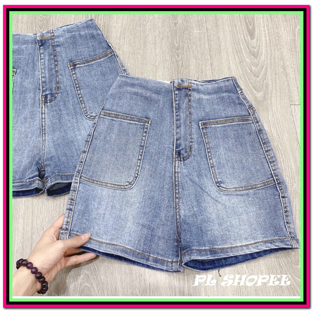 QUẦN short jean nữ PHỐI HAI TÚI BẦU xanh nhạt -1dd25