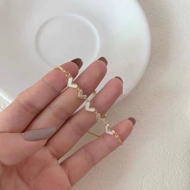 Vòng tay nữ dây rút trái tim phong cách Hàn quốc cho nữ, lắc tay rút trái tim