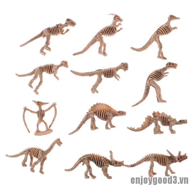 [enjoy3] 12pcs Various Plastic Dinosaurs Fossil Skeleton Dino Figures Kids Toy Gift