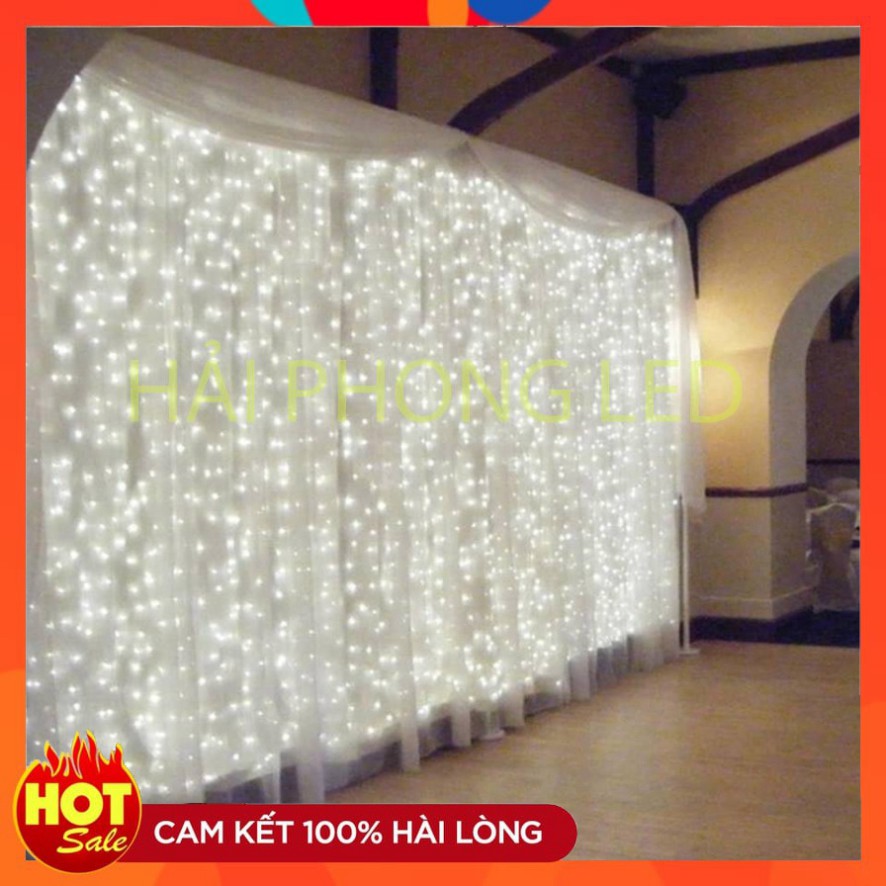 Đèn thác nước , đèn mành mưa trang trí nhiều chế độ chớp nháy , bộ đèn rèm ngang 3m 10 sợi thả hiệu ứng đẹp