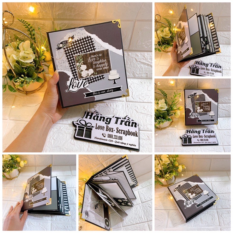 Album ảnh handmade 15x16x3,5cm kèm 30 ảnh, chủ đề tình yêu