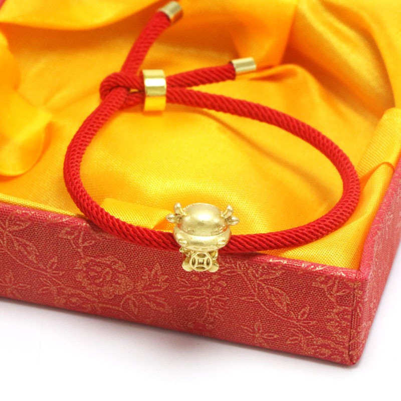 Vòng Tay Dây Đỏ May Mắn Hình Kỷ Sửu Phong Cách Trung Hoa 2021