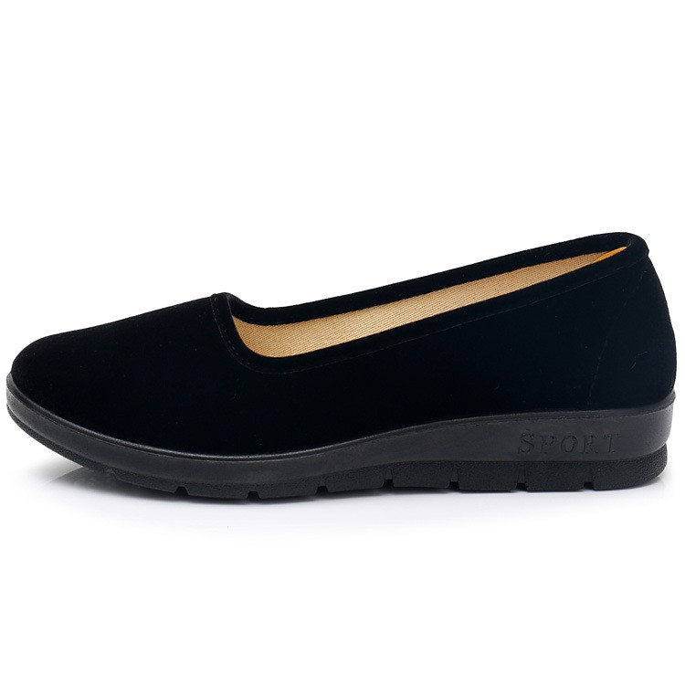 Old Beijing Cloth Shoes Women's Black Shoes Low-Cut Slip-on Leisure nv dan xie Velveteen Professional Hotel Safety Shoes