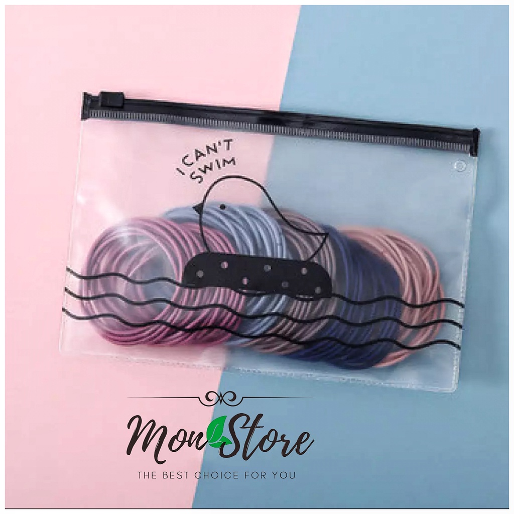 [Kèm túi zip] SET 100 DÂY thun cột tóc / chun cột tóc mix 5 màu bền đẹp