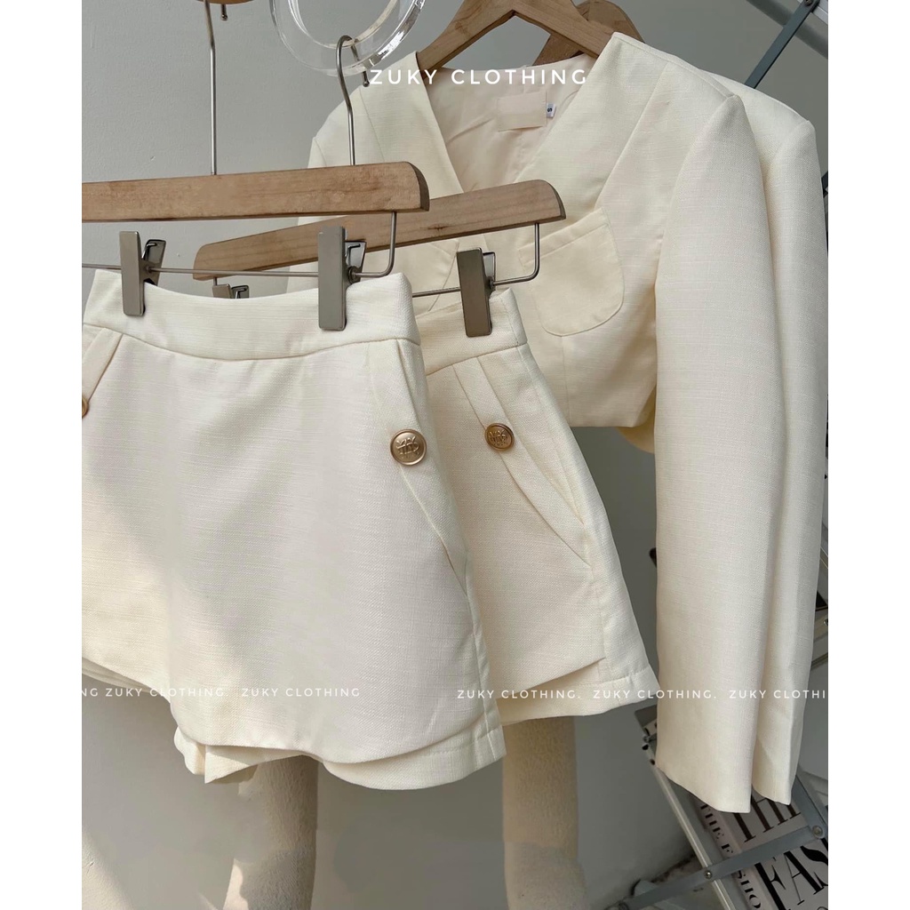 ZUKY Sét Vest blazer cổ tròn tay dài quần váy sang trẻ trung phù hợp tiệc hay dạo phố.