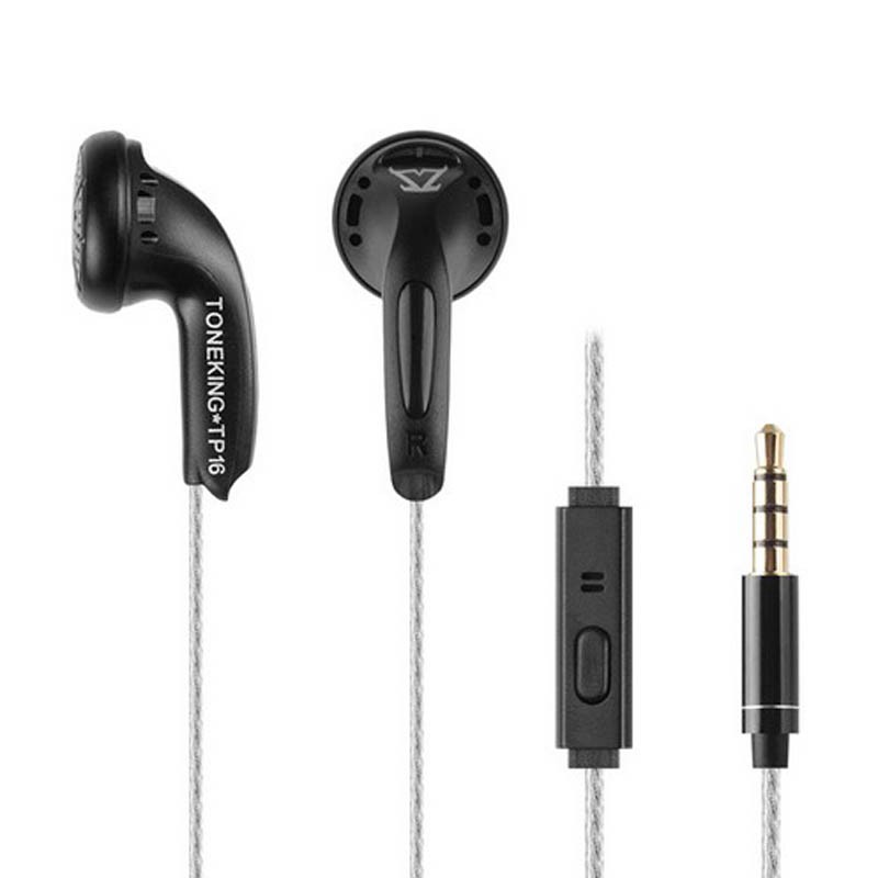 TONEKING TP16 32ohms 3.5mm In Ear Earphone Flat Head Earbuds Diy 16mm Dynamic HIFI High Fidelity Earphone PK MX985