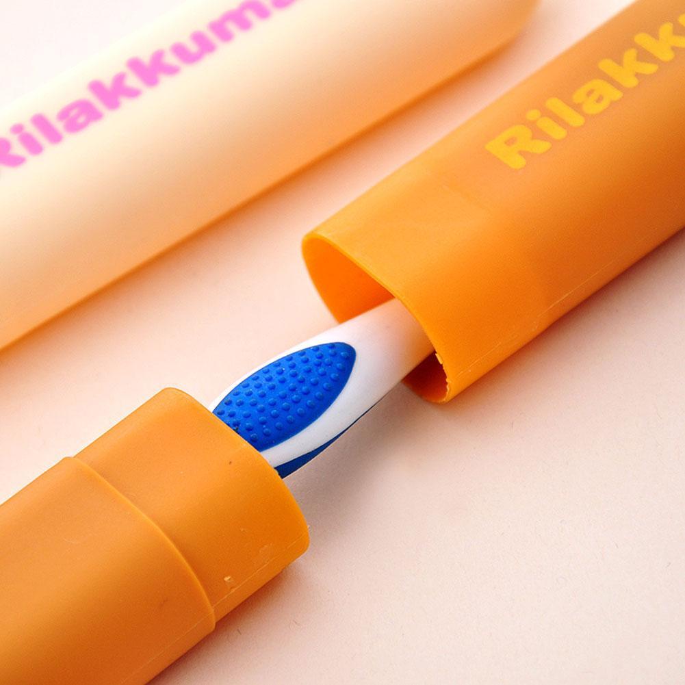 Hộp đựng bàn chải đánh răng hình trụ hoạt hình có nắp đậy tiện dụng