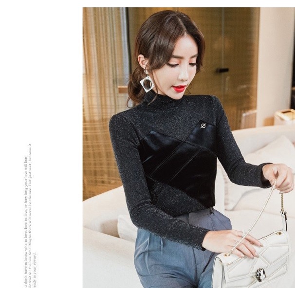 A68217 Áo nhung nữ lót nỉ  ấm ánh nhũ mặc mùa đông hàng nhập