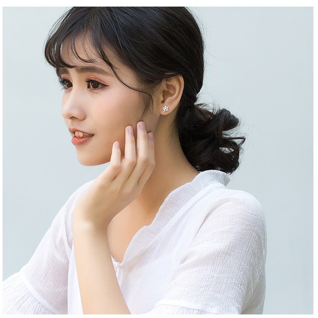 Hoa tai bông tuyết - bạc 925