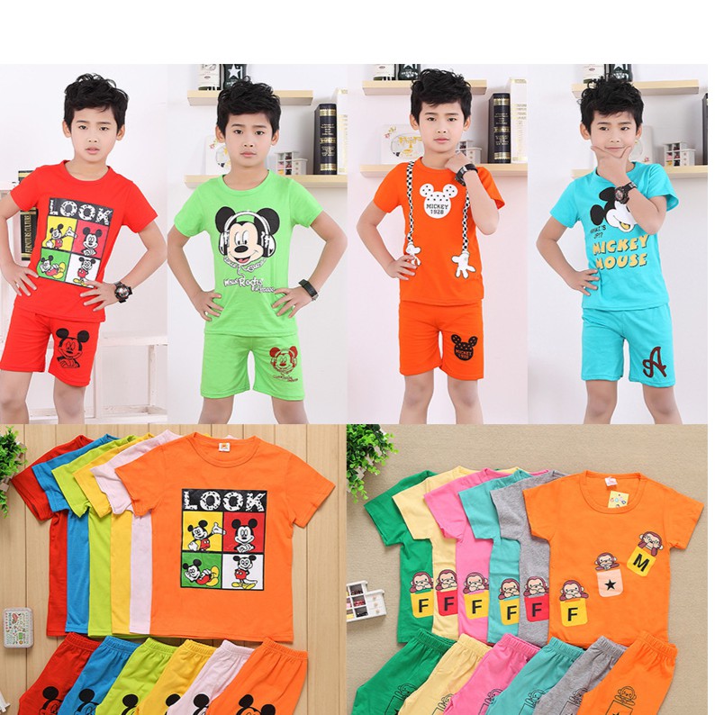 Combo bộ quần áo cộc tay cho bé Caster's 100% COTTON size 2-7 và 7-14 tuổi quần áo trẻ em giao màu ngẫu nhiên
