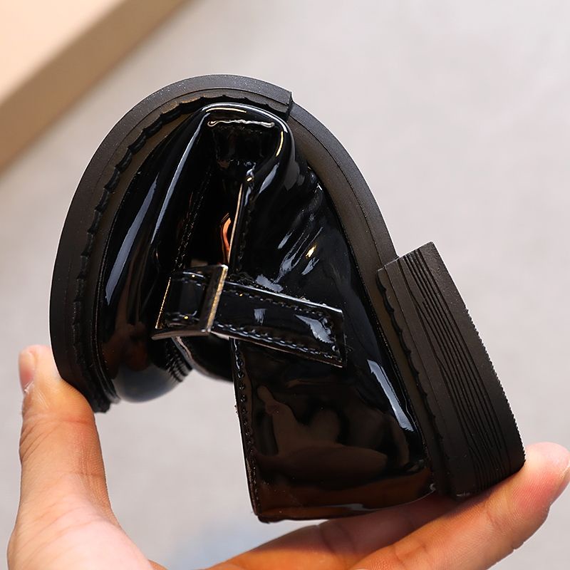 Giày Da Màu Đen Phong Cách Anh Quốc Thời Trang Mùa Thu 2022 Cho Bé Gái