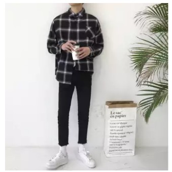 Áo Khoác Unisex Kiểu Dáng Sơ Mi Caro không nón - J011