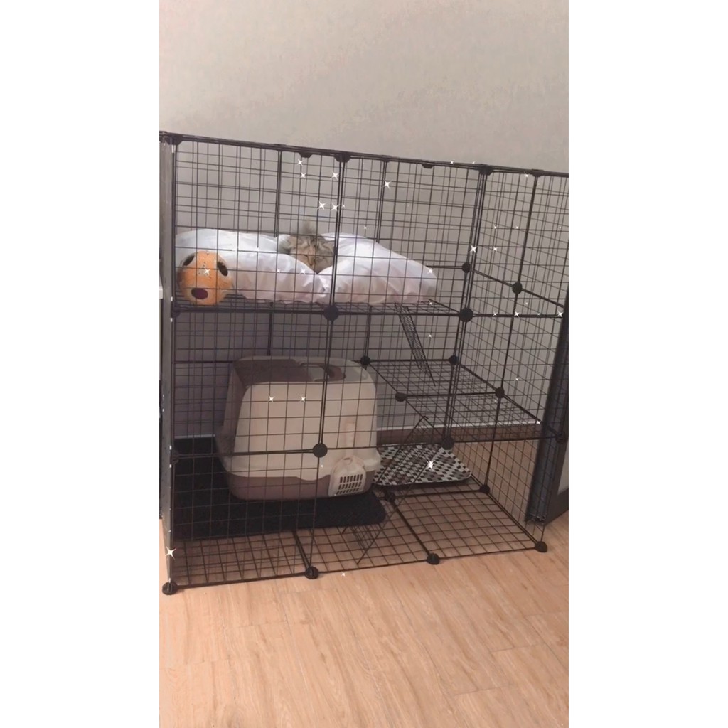 Lồng Quây Chuồng Chó Mèo, Thú Cưng Lắp Ghép 10 Tấm Lưới Tặng Kèm 20 Chốt Nối
