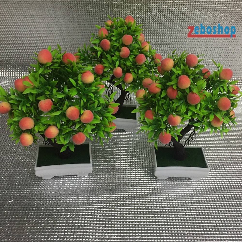 Chậu Cây Đào Giả Bằng Nhựa Tự Nhiên Dùng Trang Trí Nhà Cửa