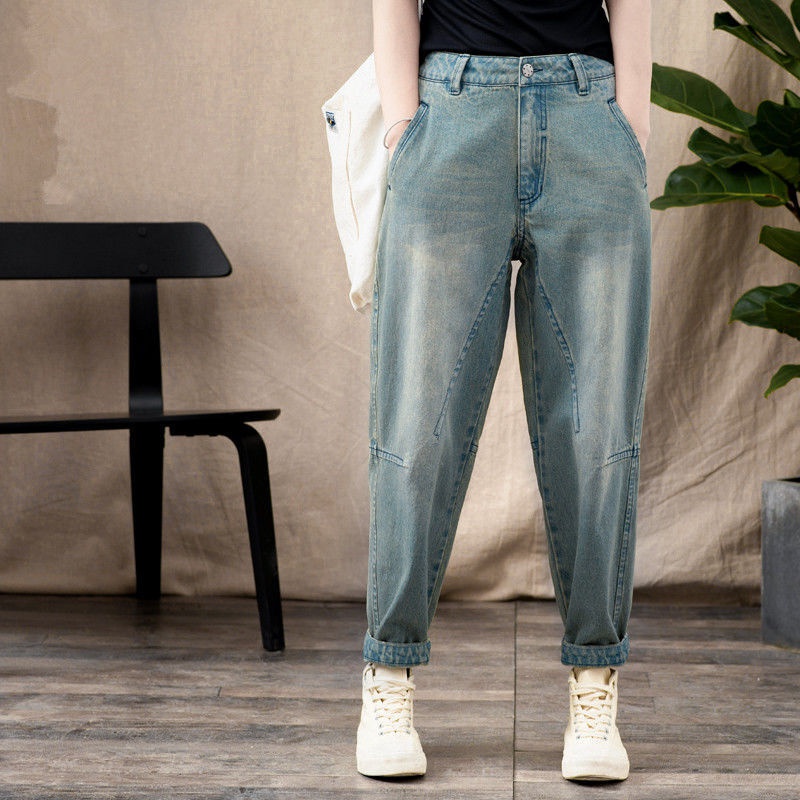 2022 Quần Harem Dài Đến Mắt Cá Chân Denim Phong Cách Mới Cho Nữ