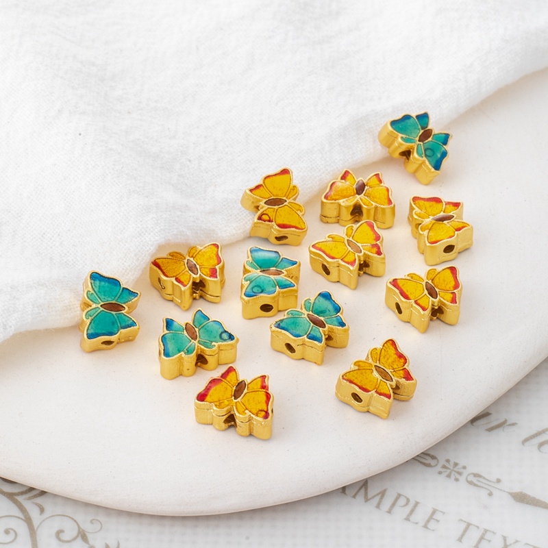 Phụ Kiện Hạt Xỏ Vòng Tay/Dây Chuyền Thủ Công Bằng Đồng 18k Màu Vàng Đồng Hình Bướm Đục Lỗ diy