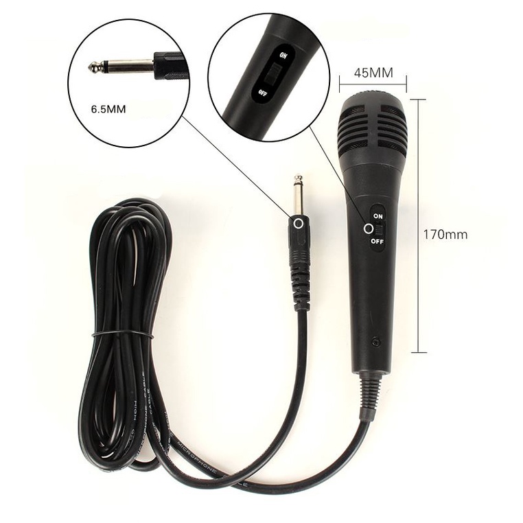 Micro karaoke có dây - micro karaoke bluetooth có dây thích hợp với tất cả loại loa karaoke Có công tắc ON OFF