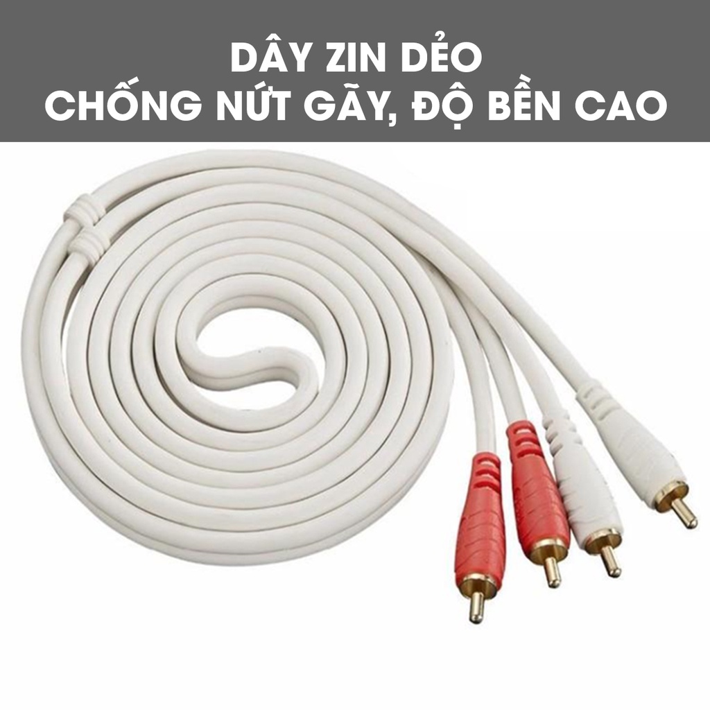 Dây tín hiệu 4 đầu hoa sen 5100A Zin, Cáp âm thanh AV 2-2 đồng nguyên chất Sunrise Music