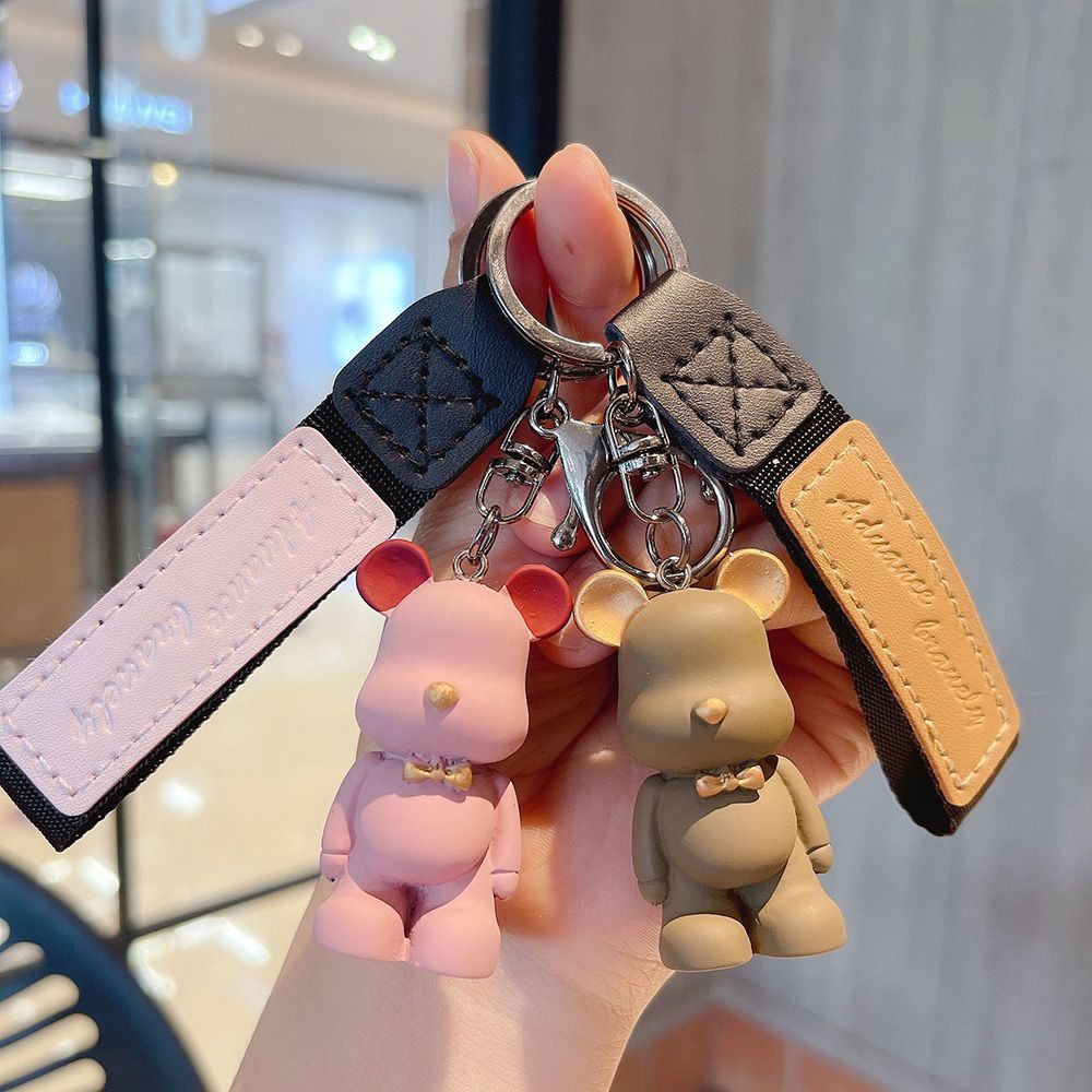 Móc khóa mặt hình gấu màu trơn tùy chọn thời trang chất lượng cao