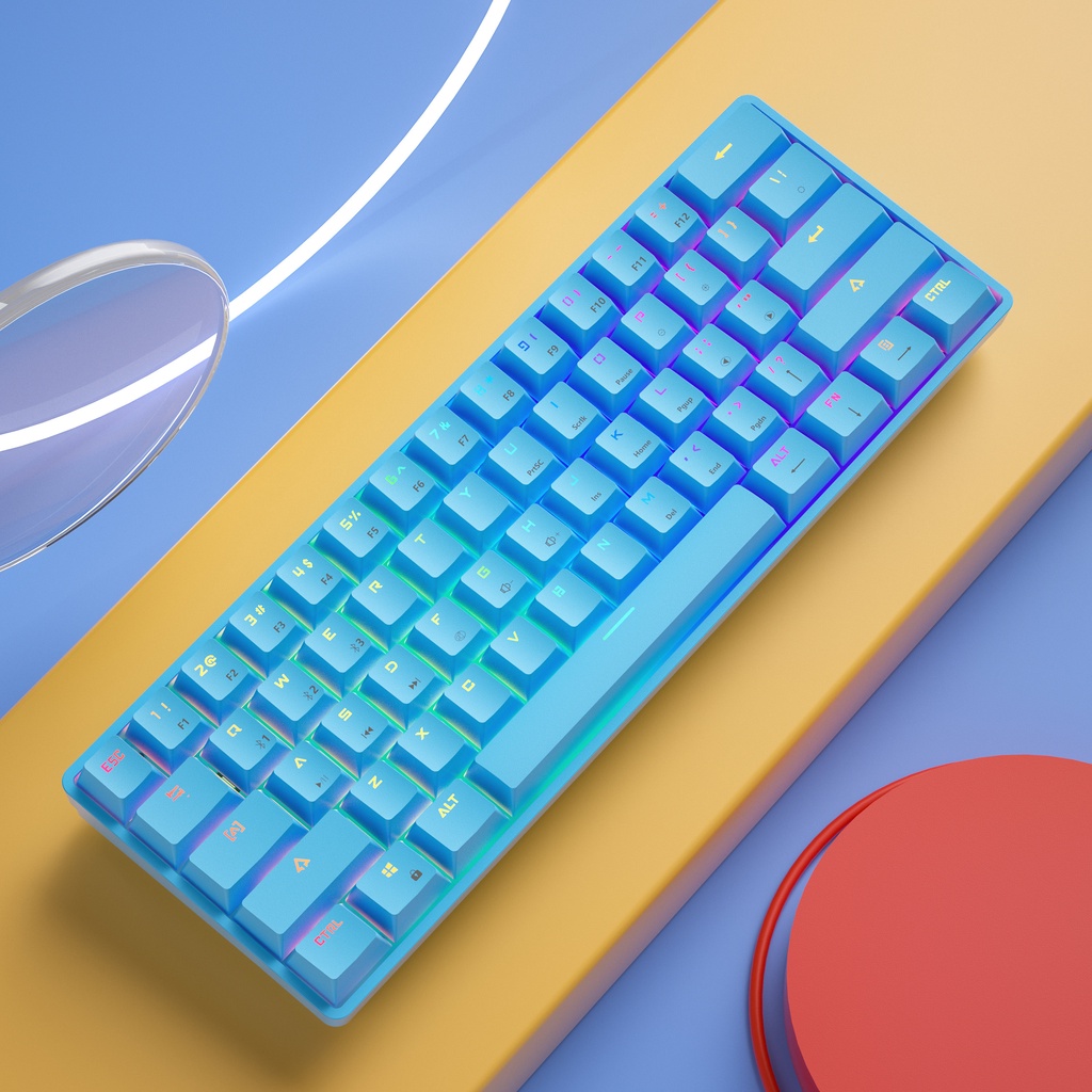 Máy tính không dây Bàn phím cơ LEAVEN K28 LED RGB Hiệu ứng ánh sáng 61 Phím Bàn phím chơi game văn phòng