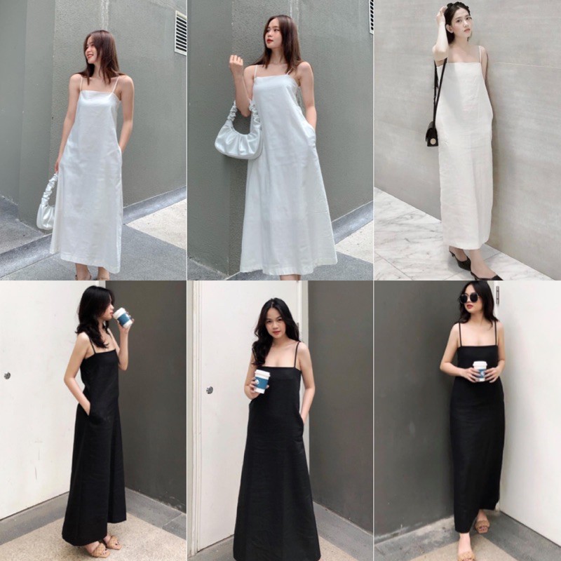 Đầm Hai Dây THYTHY DRESS form suông rộng basic chất vải linen