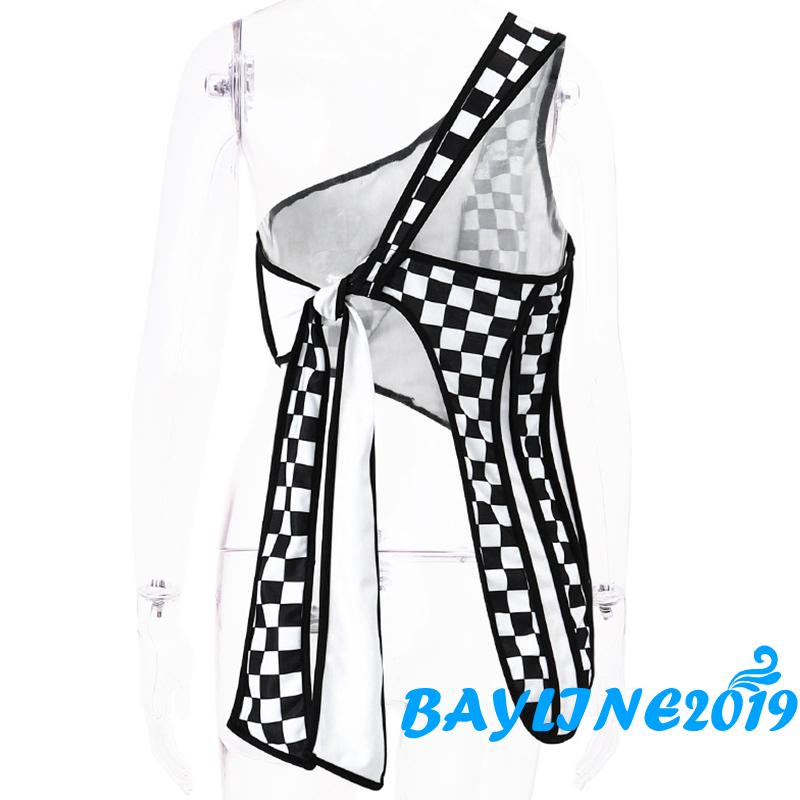 Áo Lửng Hai Dây Hở Lưng Dáng Ôm In Họa Tiết Bảng Đắp Vá Thời Trang Mùa Hè Dành Cho Bạn Nữ