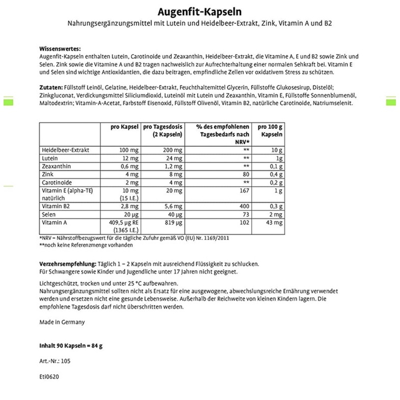 Viên uống Bổ Mắt Sanct Bernhard Augenfit Kapseln - 90 Viên - Hàng Nội Địa Đức