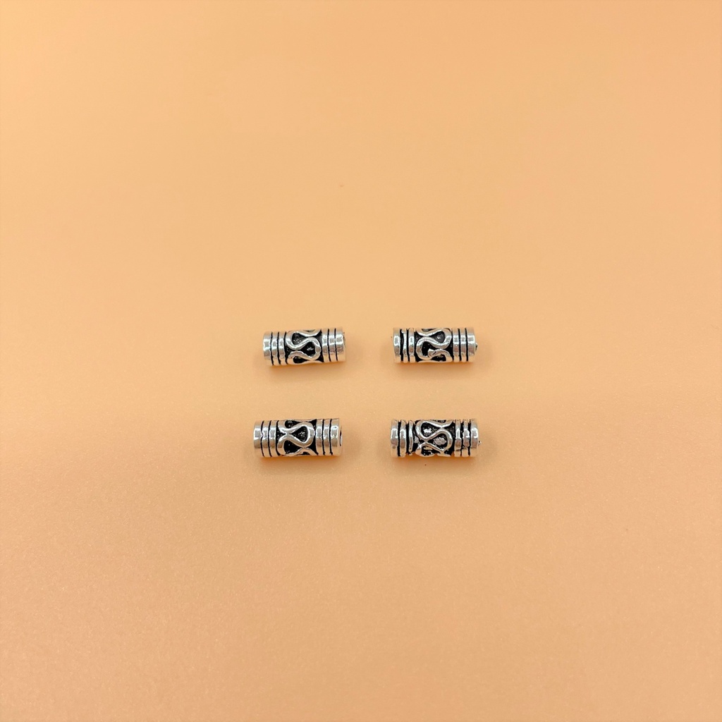 Charm nối hình ống có hoa văn - Charm Bạc 925 - Mã CA025