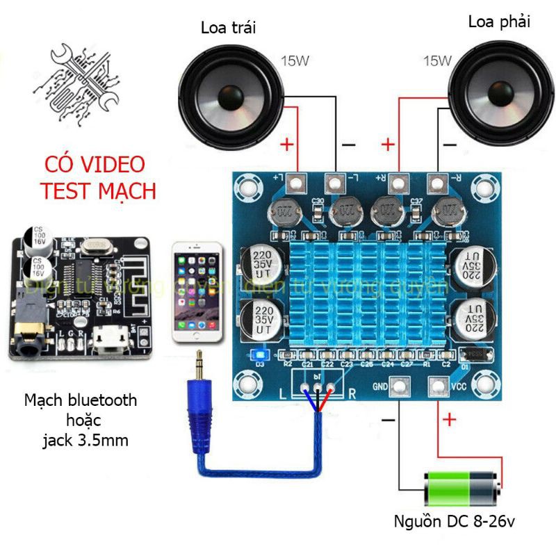 Mạch Khuếch Đại Âm Thanh TPA3110LD2. 2 kênh 30W (tặng jack 3.5)