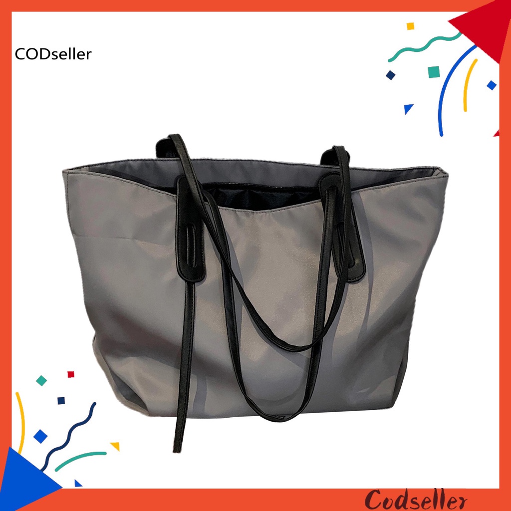 COD_ 3 Colors Women Tote Bag All-match Solid Women Shoulder Bag Comfortable Handles for Shopping