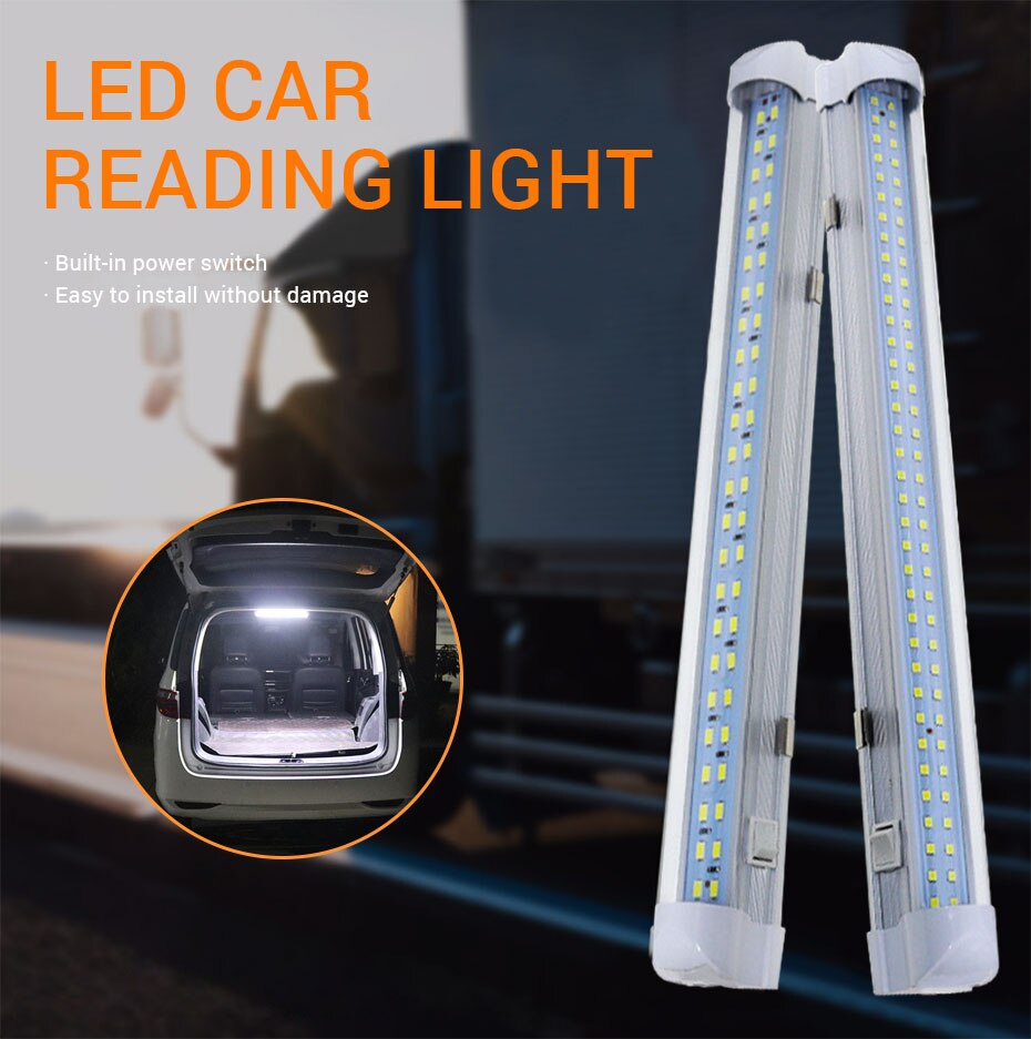 Dây Đèn 72 Bóng LED 12V Có Công Tắc Bật/Tắt Gắn Cốp Xe Hơi/Xe Tải