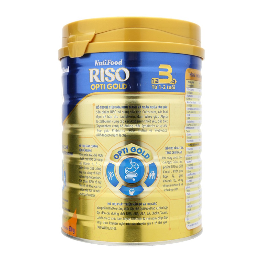 Sữa bột RISO OPTI GOLD NUTIFOOD số 3 900 (giành cho bé từ 1-2 tuổi)