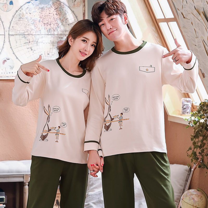 Đồ đôi nam nữ dài tay - Đồ bộ mặc nhà Hàn Quốc