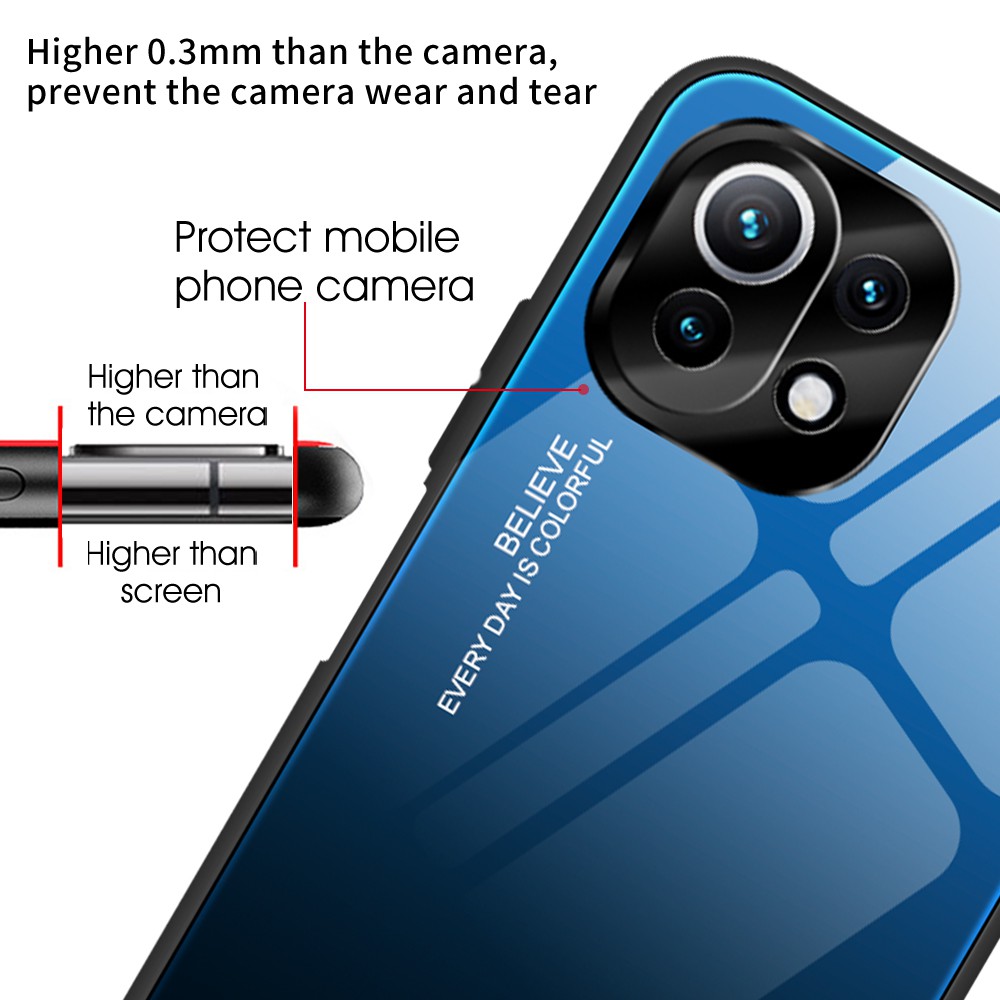 ốp điện thoại Mặt Kính Cường Lực Màu Trơn Thời Trang Cho Xiaomi Mi 11 Ultra 11 Lite Pro 10t Lite 5g Mi 11ultra 11uo 11 Pro