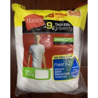 Bộ 9 Áo Thun Trắng Cổ Tròn Nam Hanes 9 Tagless ComfortSoft T-shirts (Mỹ)
