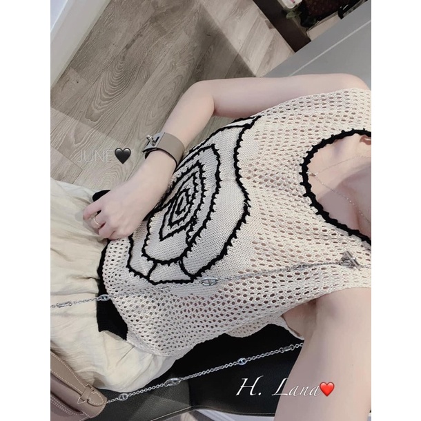 ÁO LEN LƯỚI BA LỖ HÌNH HOA TO