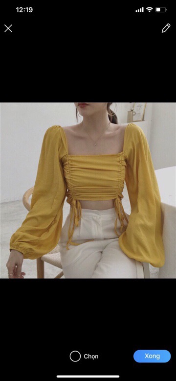 Áo nhún lưng dây rút 2 bên tay dài | BigBuy360 - bigbuy360.vn