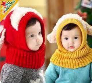 Mũ len liền khăn 2 in 1 hình cừu