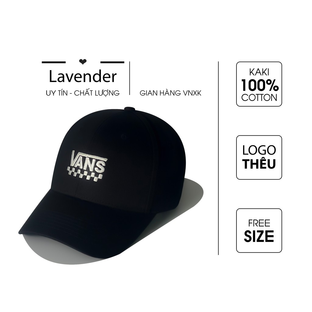 Nón kết mũ lưỡi trai Đen logo thêu Vans dành cho mọi lứa tuổi Free size