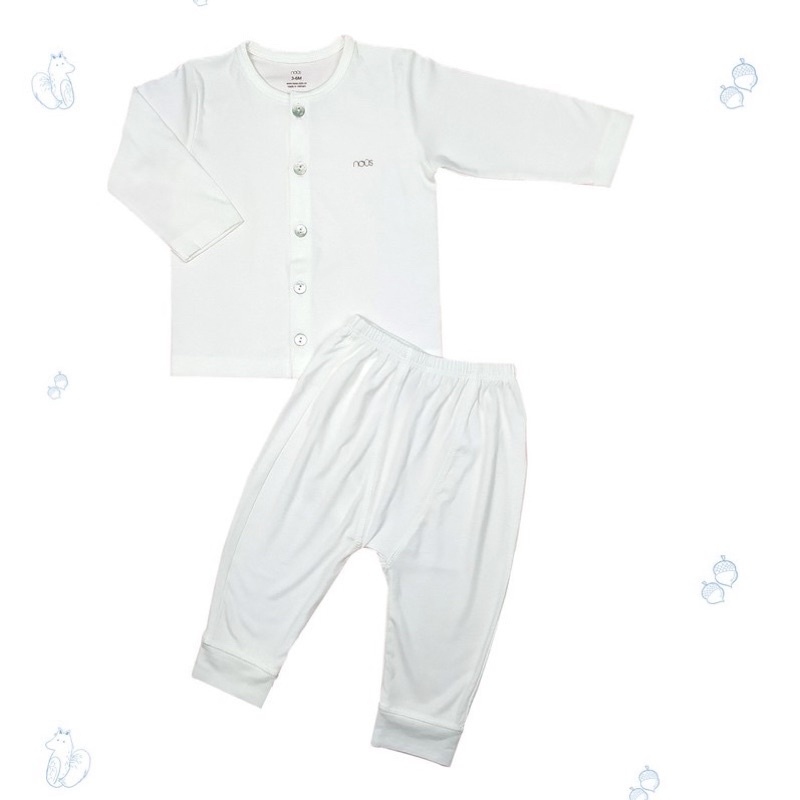 Nous - Bộ quần áo dài tay cài thẳng chất Petit size sơ sinh