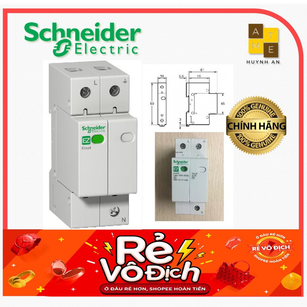 Chống sét lan truyền EZ9L33620 1P + N, 20kA dùng cho dân dụng.Hãng Schneider