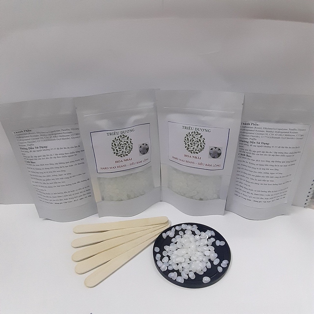 Sáp wax cao cấp HƯƠNG HOA NHÀI TD bịch túi zip bạc 100gr, bám lông đi lông hiệu quả. Tặng que lấy sáp