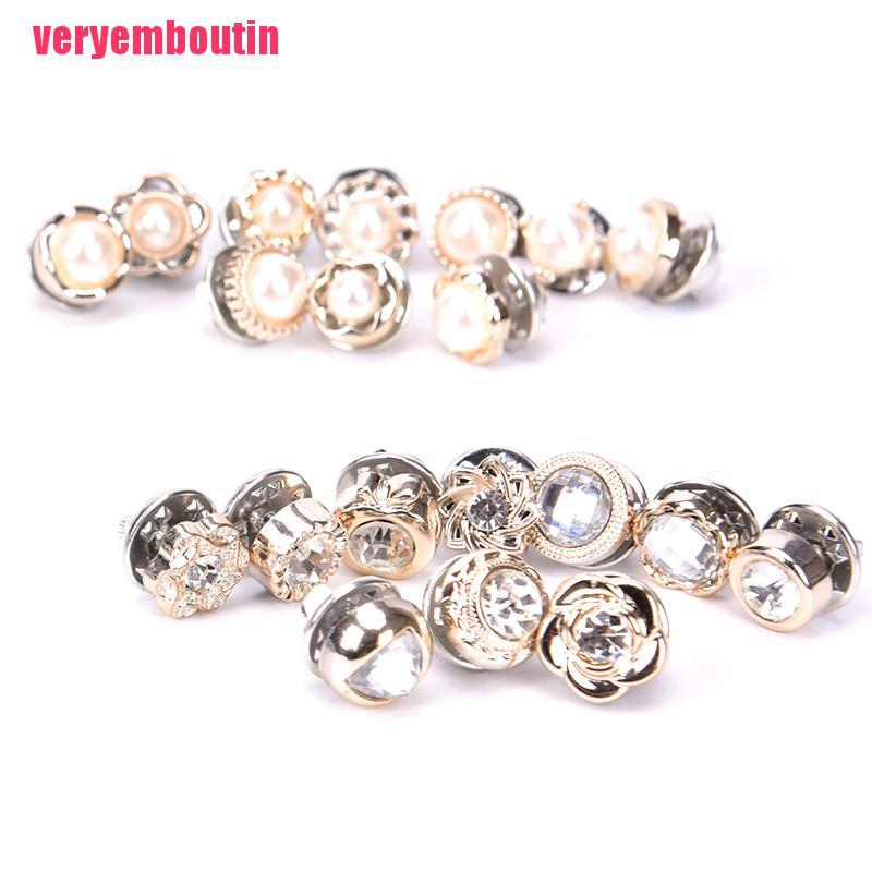 Set 10 Khuy Cài Áo Hình Bông Hoa Đính Ngọc Trai Nhân Tạo Thời Trang