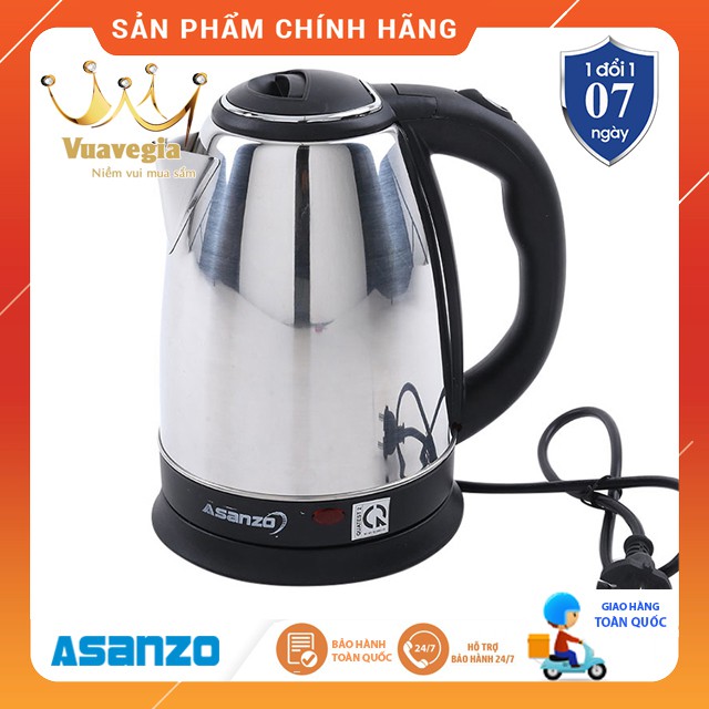 [Mã ELORDER5 giảm 10K đơn 20K] BÌNH ĐUN SIÊU TỐC 1.8L ASANZO SK-1800 (INOX) HÀNG CHÍNH HÃNG