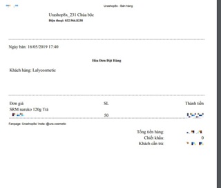 Sữa rửa mặt Naruko ( có bill )