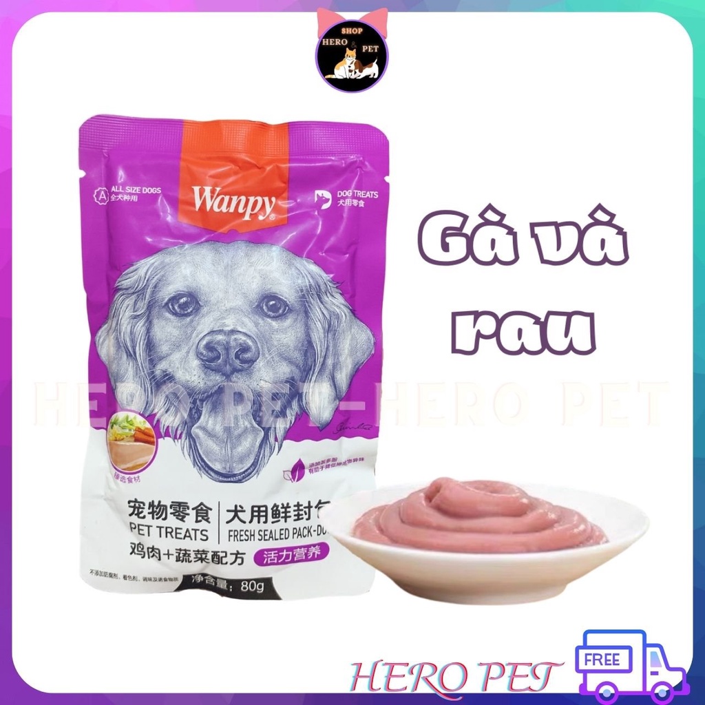 Pate cho chó Wanpy 80g, thức ăn dinh dưỡng tăng cân cún cưng con lớn nhỏ - Heropet